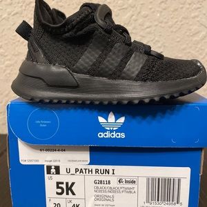 ADIDAS ORIGINALS INFANT U PATH RUN Black/Black/White G28118 - New W/Box!